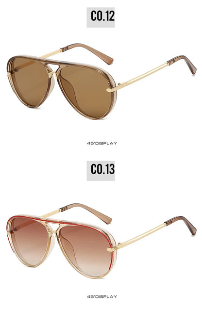 Trendy Oversized Pilot Sunglasses Women Men Vintage Retro Classic Designer Sun Glasses UV400 Protection Fashion Ladies Shades