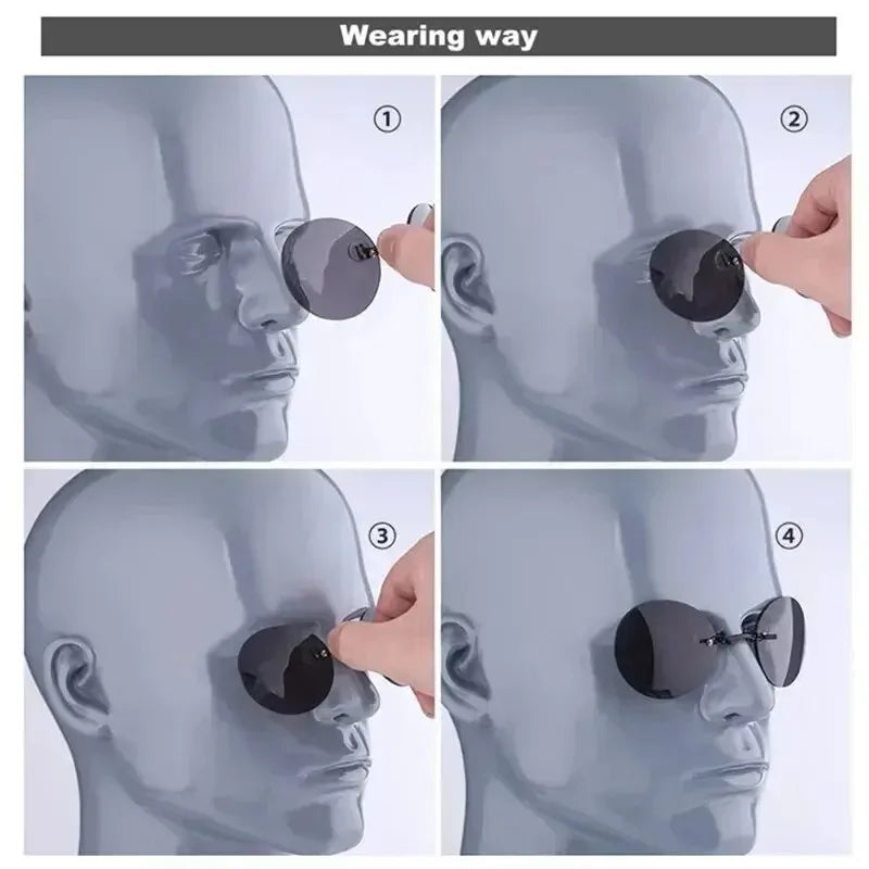  VIEWRING1-2PCS Clip On Nose Glasses Round Rimless Matrix Morpheus Sunglasses Mini Frameless Vintage Men Eyeglasses