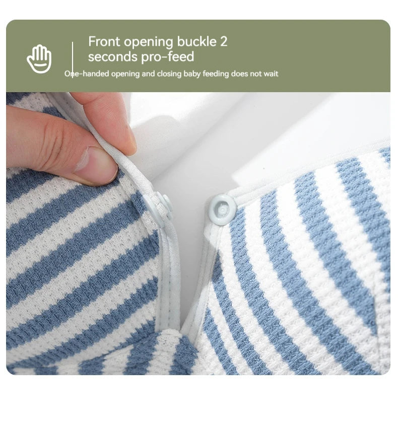 New Lightweight Breathable Maternity Breastfeeding Bra Made of Pure Cotton Gathered Anti Sagging Letter Stripe Women's Underwear