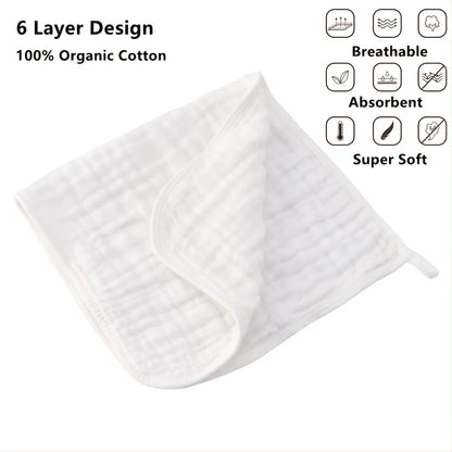Large Muslin Burp Cloths Hand Washcloths for Baby Extra Absorbent and Soft Boys & Girls Milk Spit Up Rags for Newborn Registry