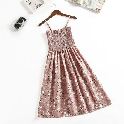 Summer Chiffon Camisole Sleeveless Dress Women Mini Dresses Fashion Elastic  Waist Casual Spaghetti Strap Dresses Vestidos Girls