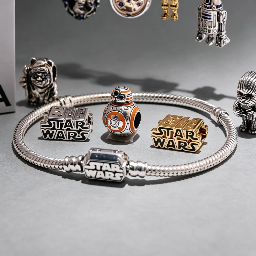 Disney 2026 Charms for Bracelet 925 Sterling Silver Darth Vader Grogu Beads Pendant DIY Jewelry Making Gift for Women Men Fans