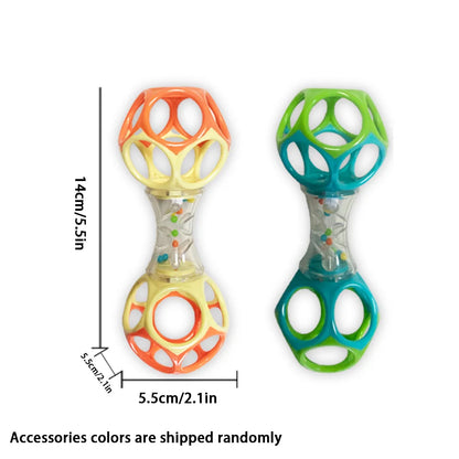Baby Teether Rattle & Shake Barbell Toy, Ages 3 Months and Up(Random Color）