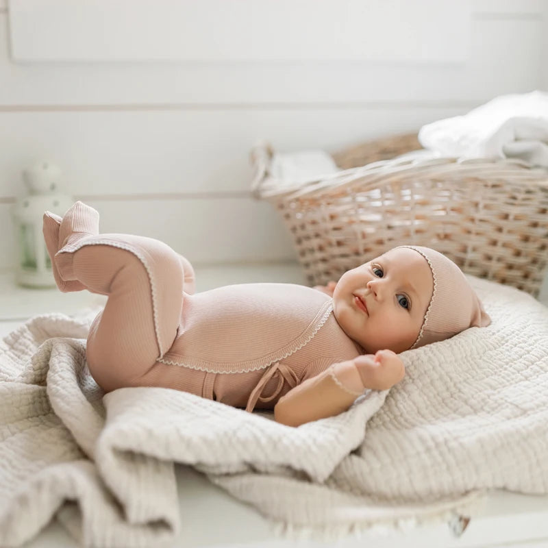 Ali layette SS26 Trimming Ribbed Cotton Family Matching Collection hat  blanket Rompers Sets