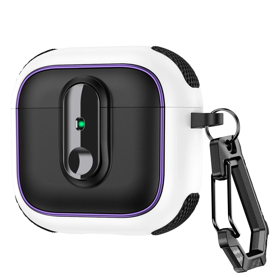 Armor locking clasp Earphone Cover For AirPods 4 3 2 Pro 3 With Plated Purple Strips With Magnetic Attraction Protective Case