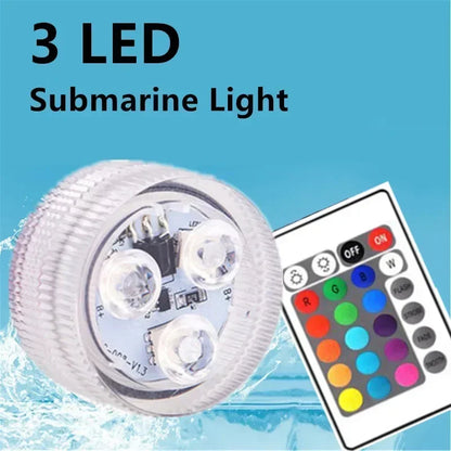 Colorful 3 LED Underwater Light With Remote Control Powered By Button Cell Waterproof Swimming Pool Party Decoration Lamp