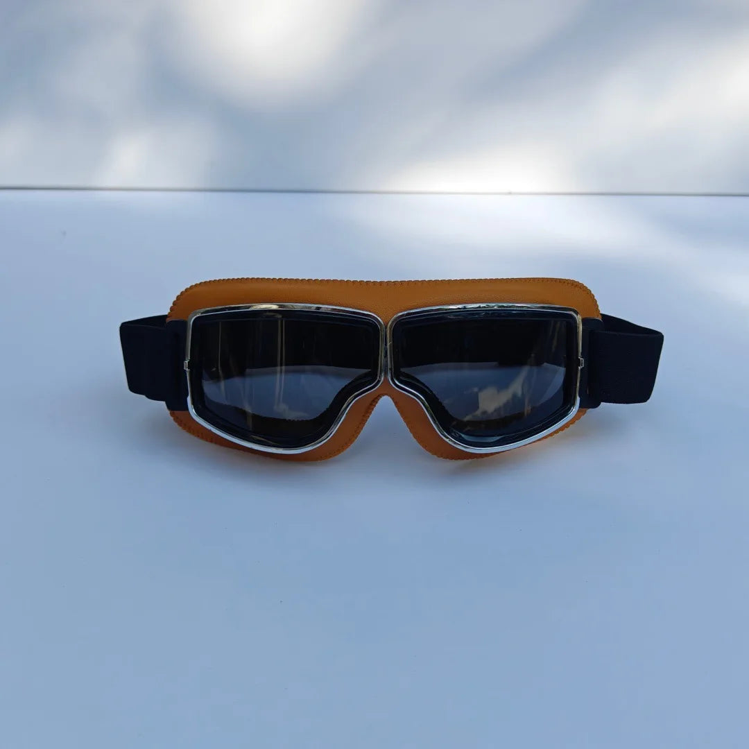 Motorcycle Glasses Windproof Motorcycle Helmet Glasses Sunglasses Retro Universal Folding Leather Retro Motorcycle Accessories