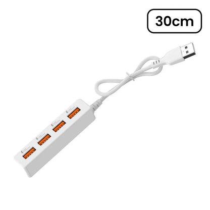 USB 2.0 4 Ports Plug Power Strip Charger Extension Cables USB Hub Multi-Port Socket Powered For PC Computer Accessories 30/120cm