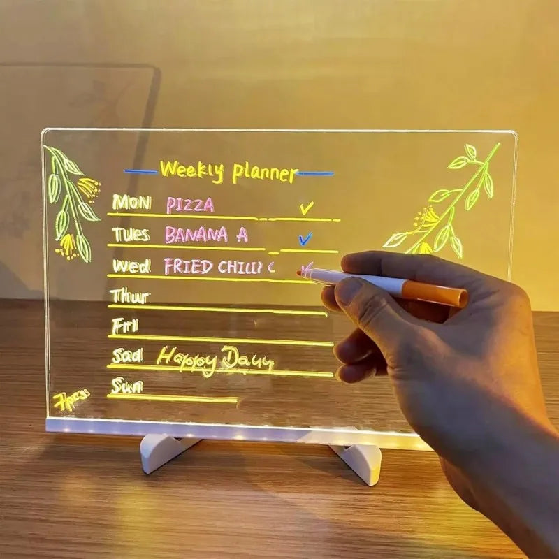 Personalized LED Lamp Acrylic Message Note Board Erasable USB Children‘s Drawing Board Bedroom Night Light Birthday Kids Gift
