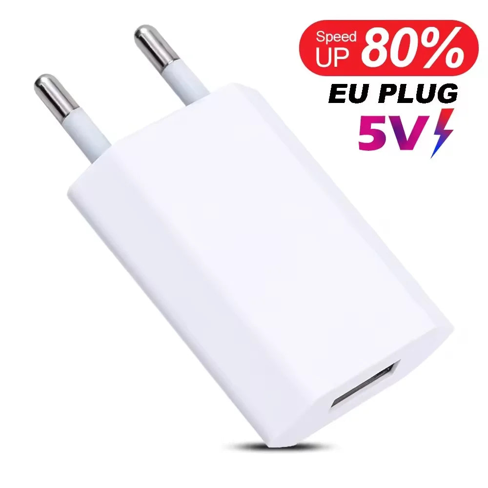 5V/1A USB Wall Charger 1/2/3/4/5PCS EU Plug SmartPhone Charger Adapters For Universal Phone iPhone 16 Samsung Xiaomi 15 Huawei