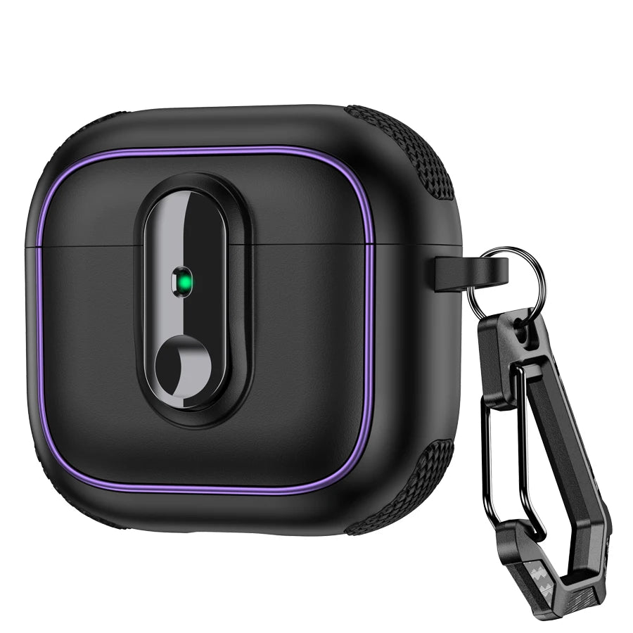 Armor locking clasp Earphone Cover For AirPods 4 3 2 Pro 3 With Plated Purple Strips With Magnetic Attraction Protective Case