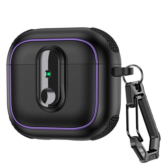 Armor locking clasp Earphone Cover For AirPods 4 3 2 Pro 3 With Plated Purple Strips With Magnetic Attraction Protective Case