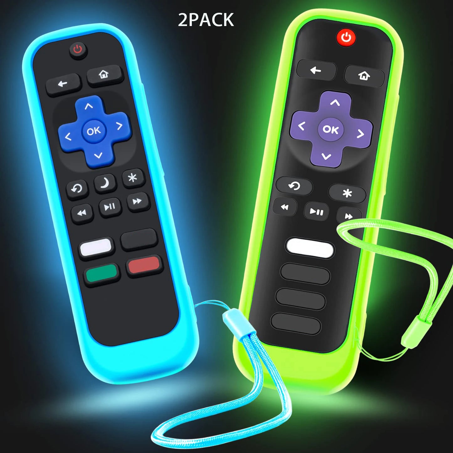 Case for Roku Remote Universal Replacement Controller Silicone Sleeve Skin Glow in The Dark(Red and Black Not Glow)