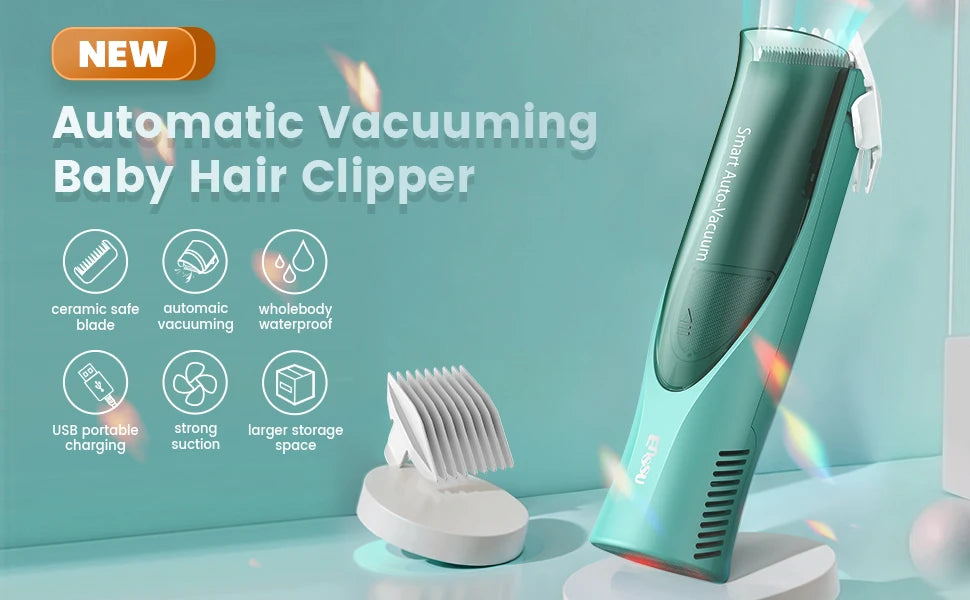 Vacuum Hair Clippers for Kids & Men Rechargeable Cordless Hair Cutting Machine with Safe Ceramic Blade Waterproof Hair Trimmers