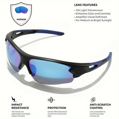 2PCS New Wraparound Sports Sunglasses Semi-Rimless Lightweight for Cycling Hiking Daily Unisex UV400 Anti-Fog Outdoor Eyewear