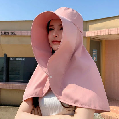New Sun hat Summer Sunshade Visor Big Hat Outdoor Sunprotection Fishing Hiking Neckprotection Shawl Bucket Hats Sun Supplies