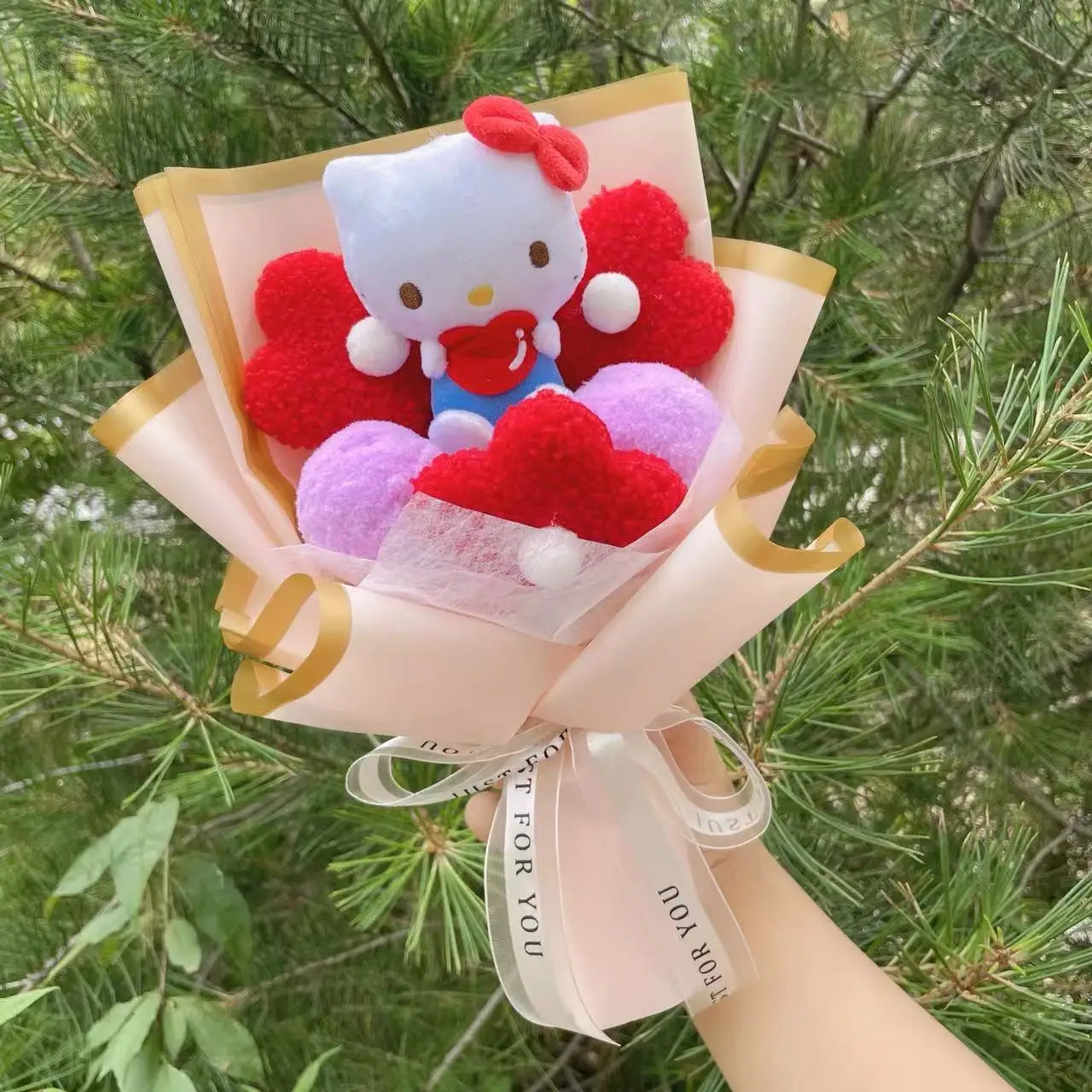 Cartoon My Melody Kuromi Cinnamoroll Kt Cat Plush Doll Creative Flower Bouquet Valentine Christmas Graduation Birthday Gift