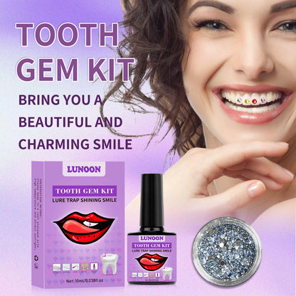 Tooth Jewelry Kit DIY Teeth Gems Kit With Glues & Light Teeth Clear Precious Stone Jewelry Decoration Glittering Tooth Gem Kit