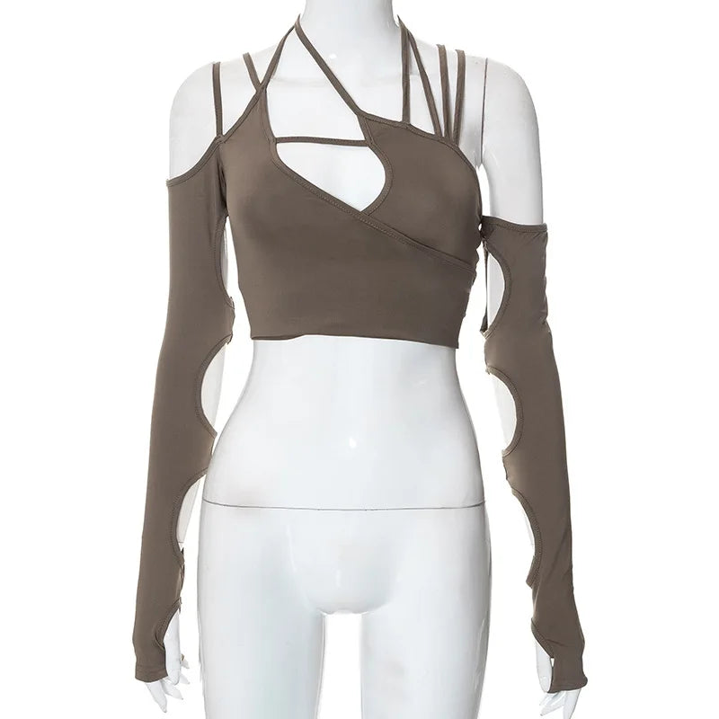 Summer new style women's pure color halter neck crop top with sleeveless and backless design for Europe and America market