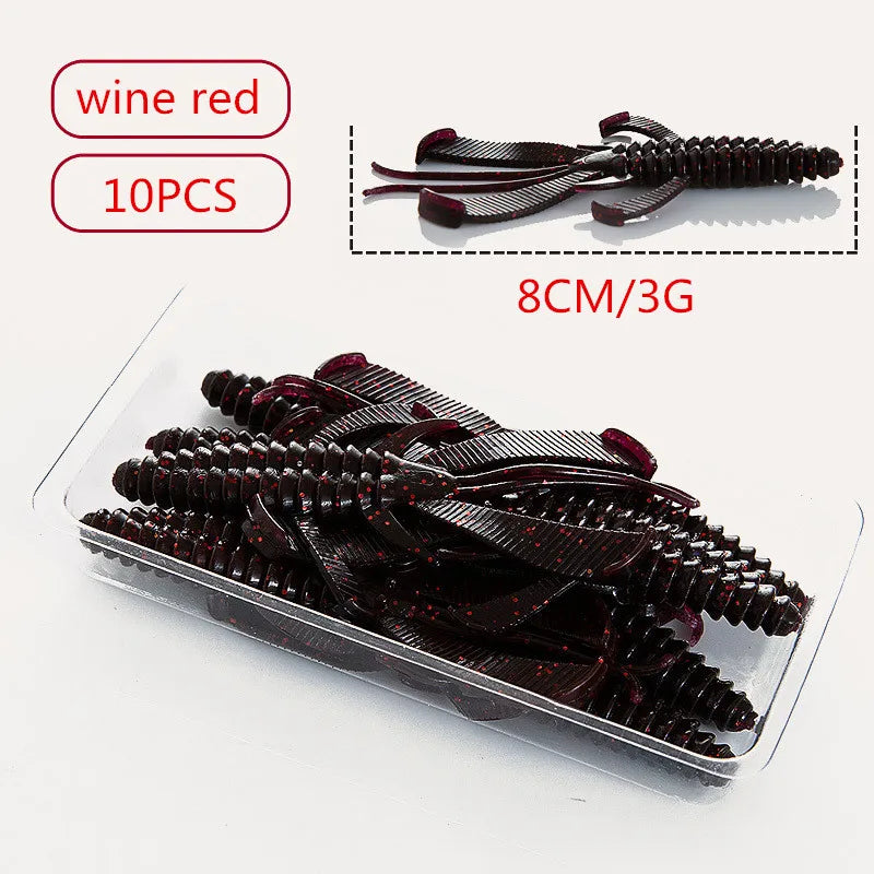 10pcs silicone soft bait lobster fishing bait 8cm sunken shrimp rotating double tail sea fishing outdoor fishing accessories
