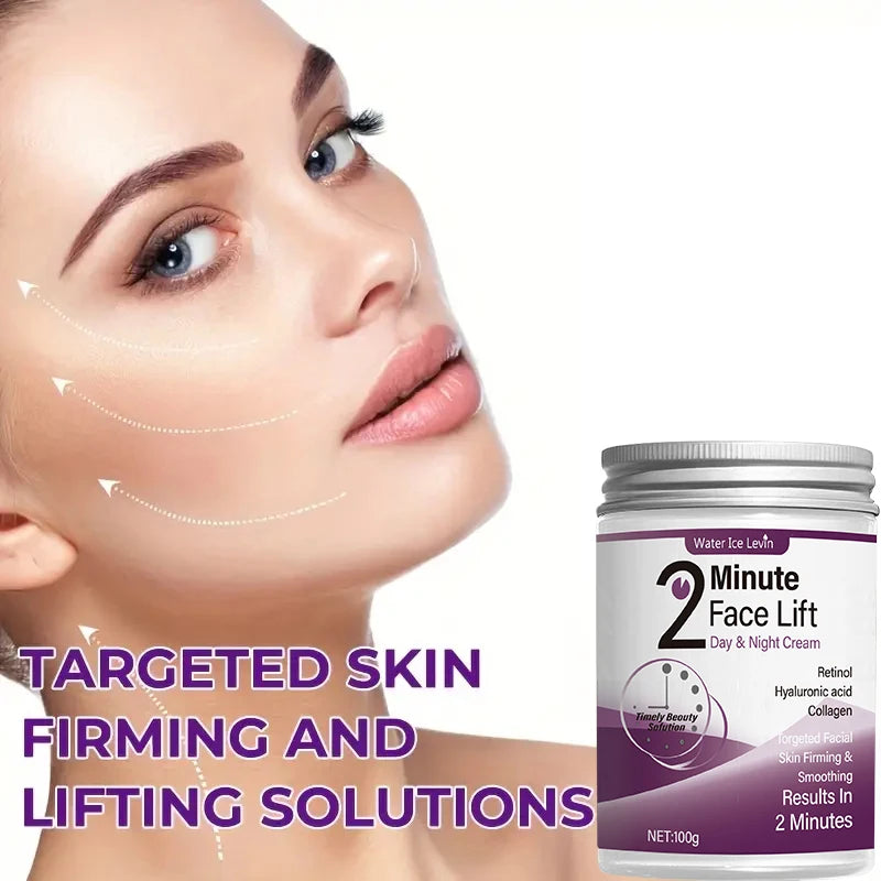 2-Minute Facial Lift Day and Night Cream with Retinol, Hyaluronic Acid, and Collagen - Moisturizing Lotion Suitable for All Light Skin Tones, Fragrance-Free, Absorbs in 2 Minutes