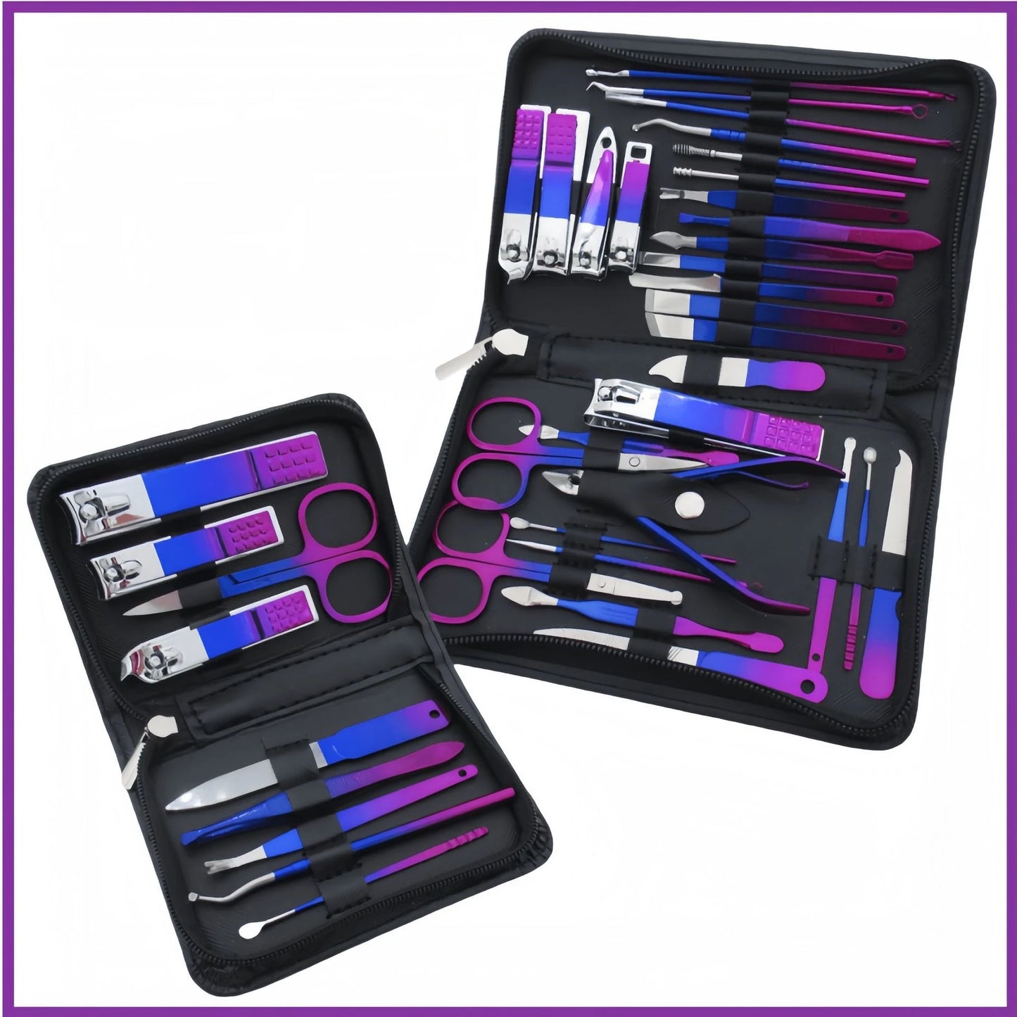 9-18pcs Set Professional Stainless Steel Manicure & Pedicure Kit Precision Nail Care with Travel Case with Nail Clipper Scissor