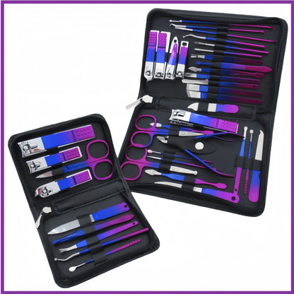 9-18pcs Set Professional Stainless Steel Manicure & Pedicure Kit Precision Nail Care with Travel Case with Nail Clipper Scissor