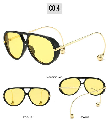 2025 European and American Fashion Sunglasses Male Pilot Double Beam Large Frame Metal New Sunglasses Female