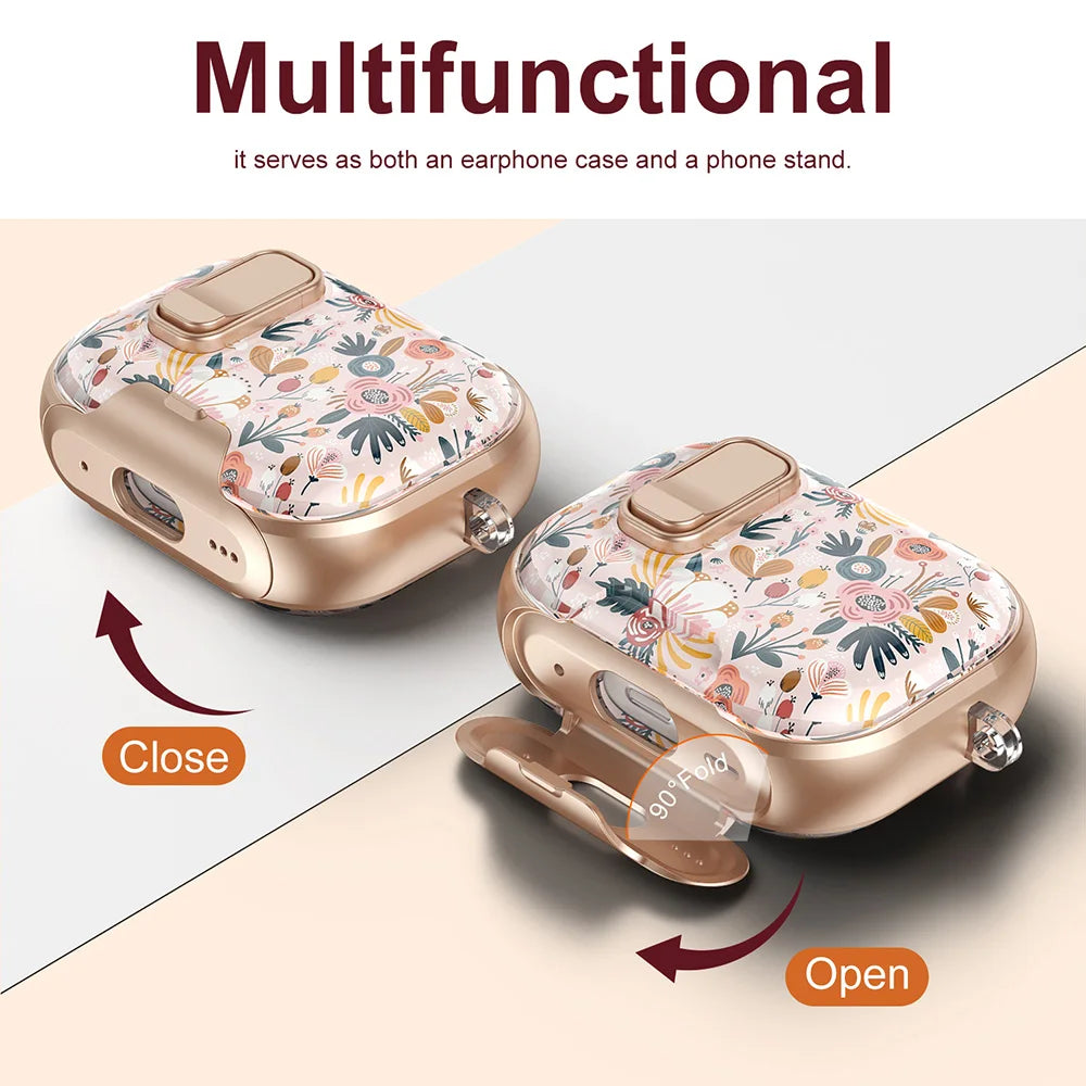 Flower Transparent Case For AirPods Pro 2 3 4 4th TPU Cover Anti-fall Headphone Coque For AirPods Pro 2 2nd Pro2 Cases With Hook
