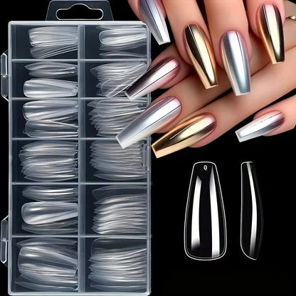 120 Pieces of Transparent Coffin/Mandarin/Aprilion/Square/Oval/Other Shape Style Boxed Nails, 12 Different Sizes Full Cover Acrylic Press-On Nails, Suitable for Home DIY Nail Art and Nail Salons, or as a Gift for Women's Nail