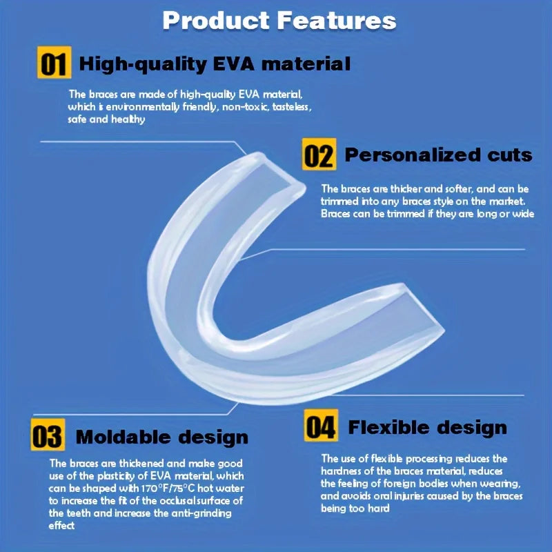 Silicone Mouth Guard Teeth Protector Night Guard Mouth Tray for Bruxism Grinding Non-snoring Teeth Whitening Protection