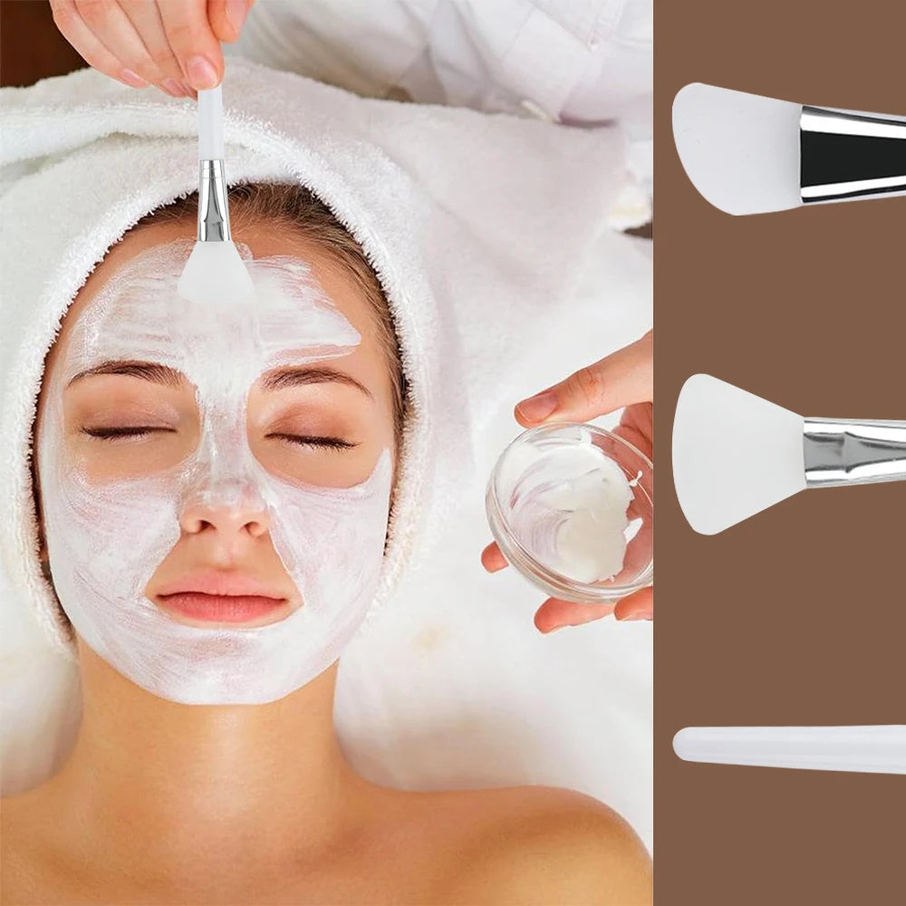3/4PCS Silicone Face Mask Brush Application Tool Soft Silicone For Facial Mud Clay Mask Reusable Face Mask Spatula Beauty Tools