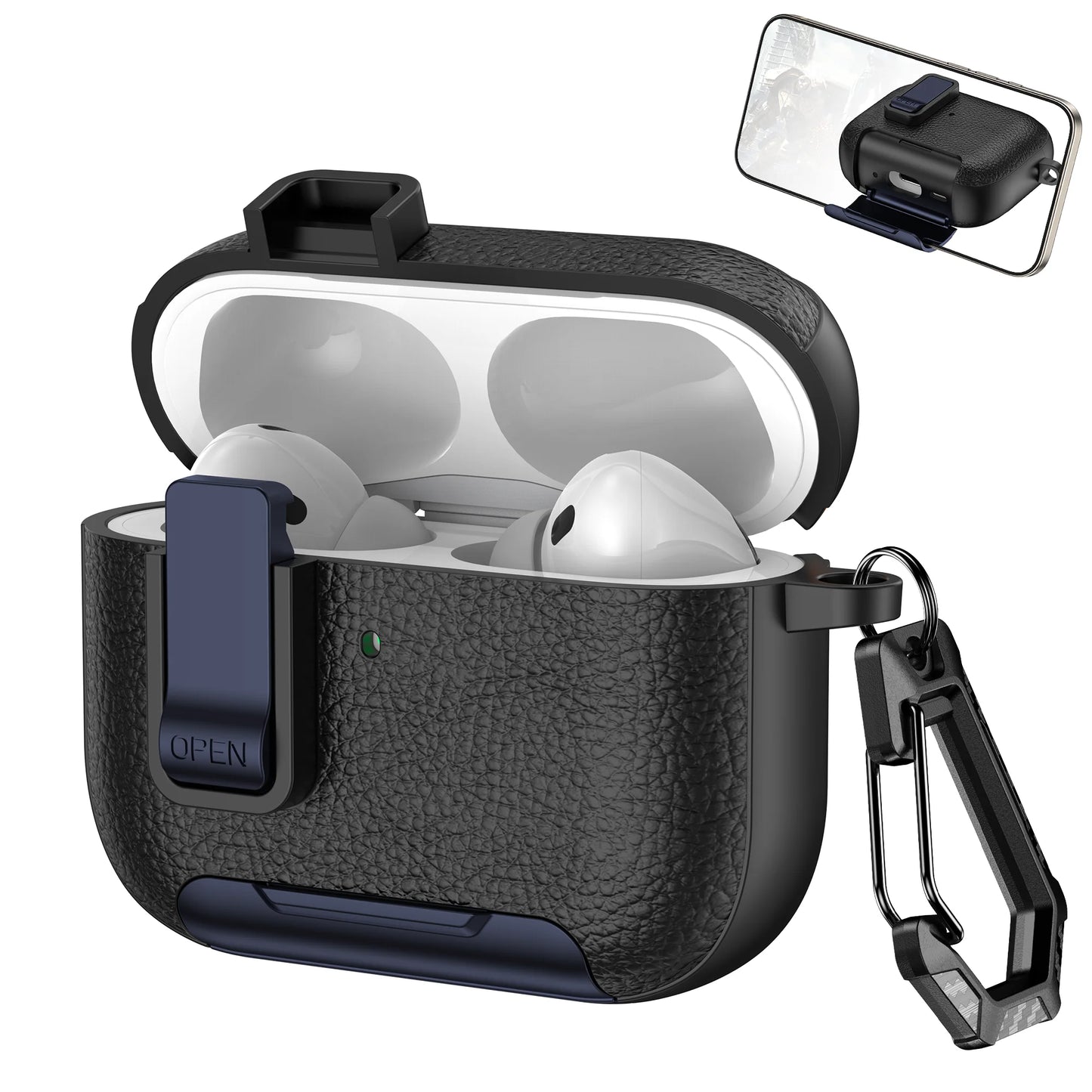 New Earphone Cover For AirPods Pro 3 3rd Generation Protective Case With Secure Lock Invisible Phone Stand Leather Texture Cover