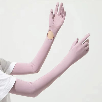 Summer Outdoor UV Protection Finger Long Gloves UPF50+Sunscreen Touchable Screen Sleeve Driving Bicycle for Outdoor Travel