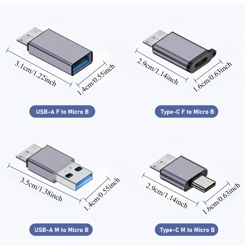 USB C 3.2 Micro B Male to Type C Female Adapter Type-C To Micro B Connector for Laptop External Hard Drive Disk Box Samsung S5