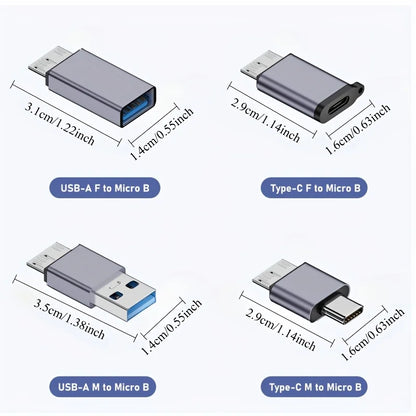 USB C 3.2 Micro B Male to Type C Female Adapter Type-C To Micro B Connector for Laptop External Hard Drive Disk Box Samsung S5