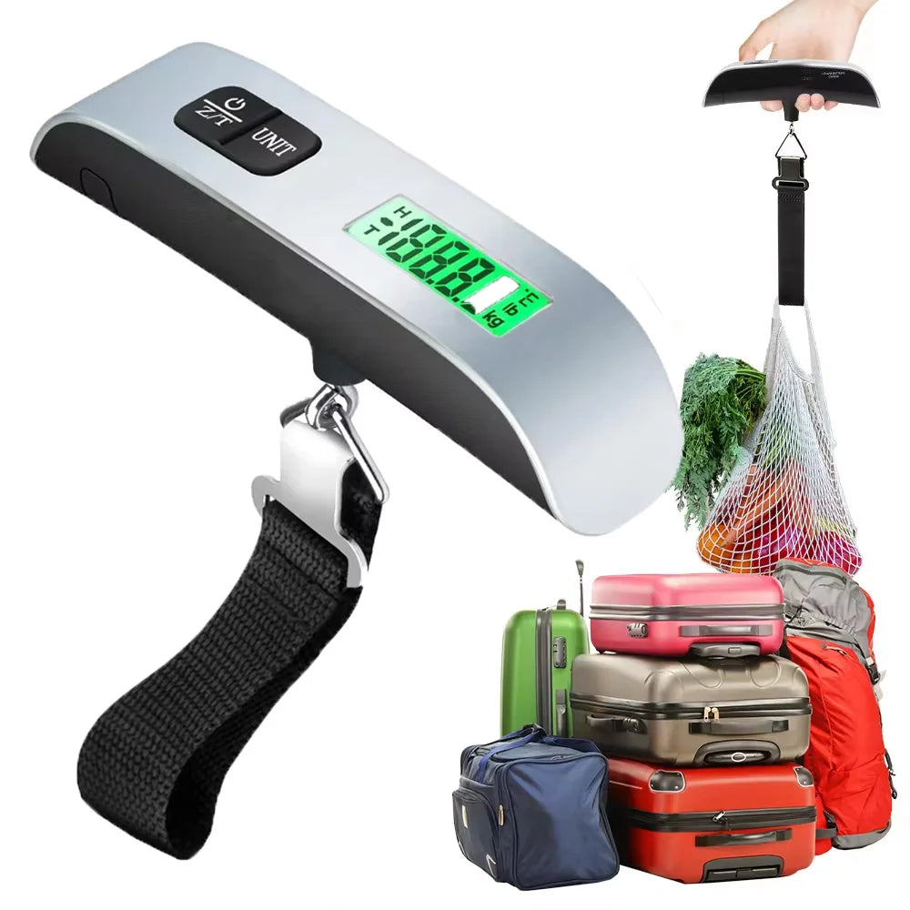 50kg Hanging Baggage Scale Digital Luggage Scale LCD Display Portable Suitcase Weighing Scale Travel Luggage Weight Scale