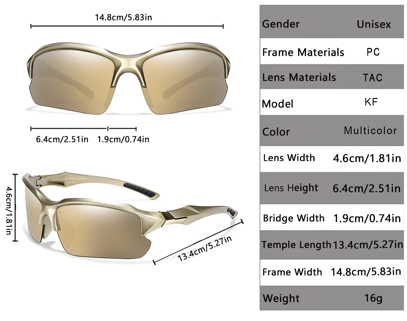 Polarized Lens Fishing Sunglasses Classic Sports Shades UV Protection for Men Women Outdoor Sports Running Hiking Cycling
