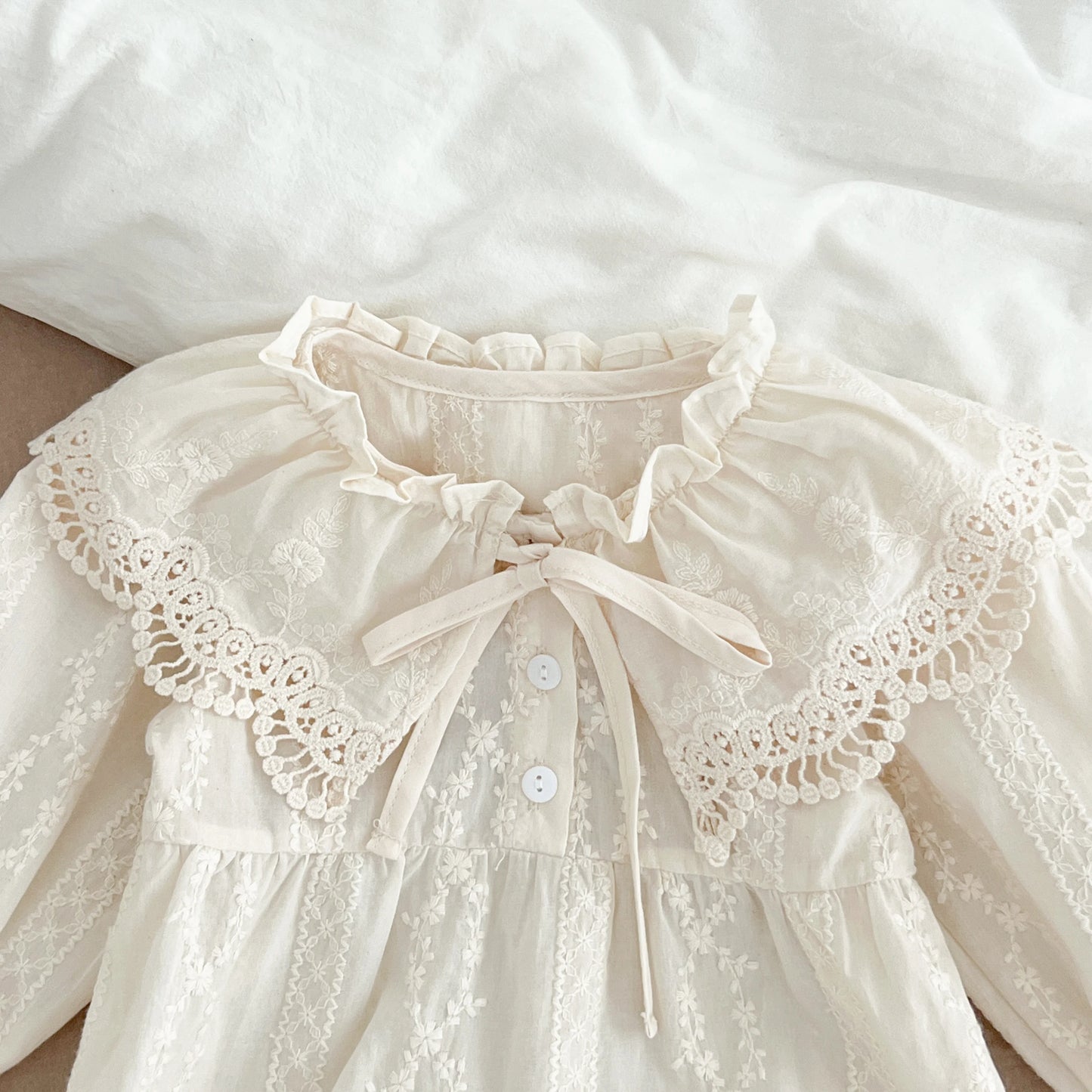 0-2Yrs Newborn Bodysuit Spring Autumn Clothes Baby Romper Lapel Collar Princess Bow Romper Long Sleeves Infant Girl Jumpsuit