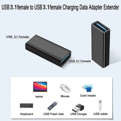 3.1 USB to USB Adapters 3.0 USB Female to USB A Female Converter OTG DataSync Extender Connectors for Laptops Tablets