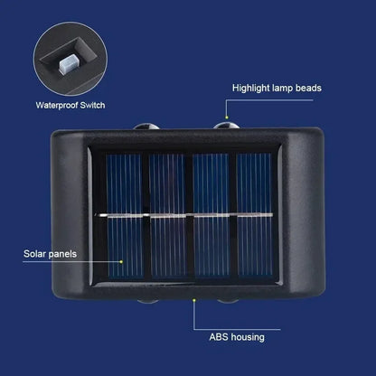 Solar Outdoor Wall Light 12 LED Waterproof Garden Light Courtyard Balustrade Decorative Atmosphere Lamp Down Luminous Solar Lamp