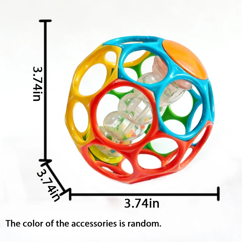 6-in-1 BPA-Free Baby Sensory Rattle Ball - Soft Textured Grasping Toy with Gentle Sound & Spin Rings | Montessori Learning Toy f