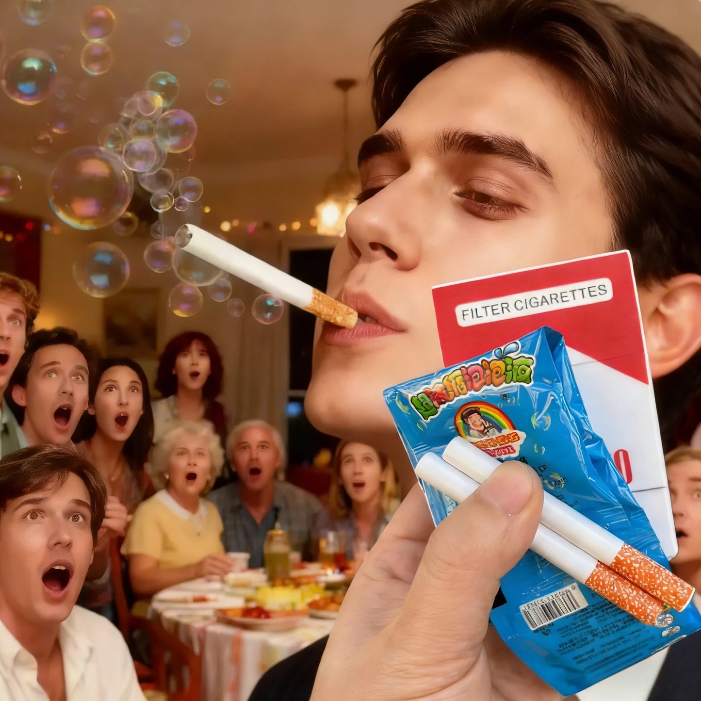 Funny Fake Cigarette Bubble Toy–No Tobacco! Realistic Pack Design with Bubble Liquid Inside. Great Prank Gift for Teens&Adults!