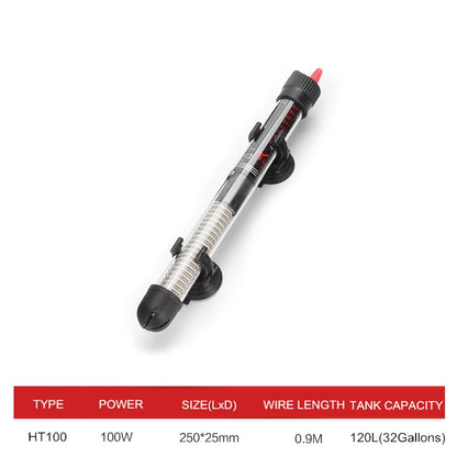 110v-220v Adjustable Temperature Thermostat Heater Rod 25W/ 50W/ 100W/ 200W/ 300W Submersible Aquarium Fish Tank Water Heat