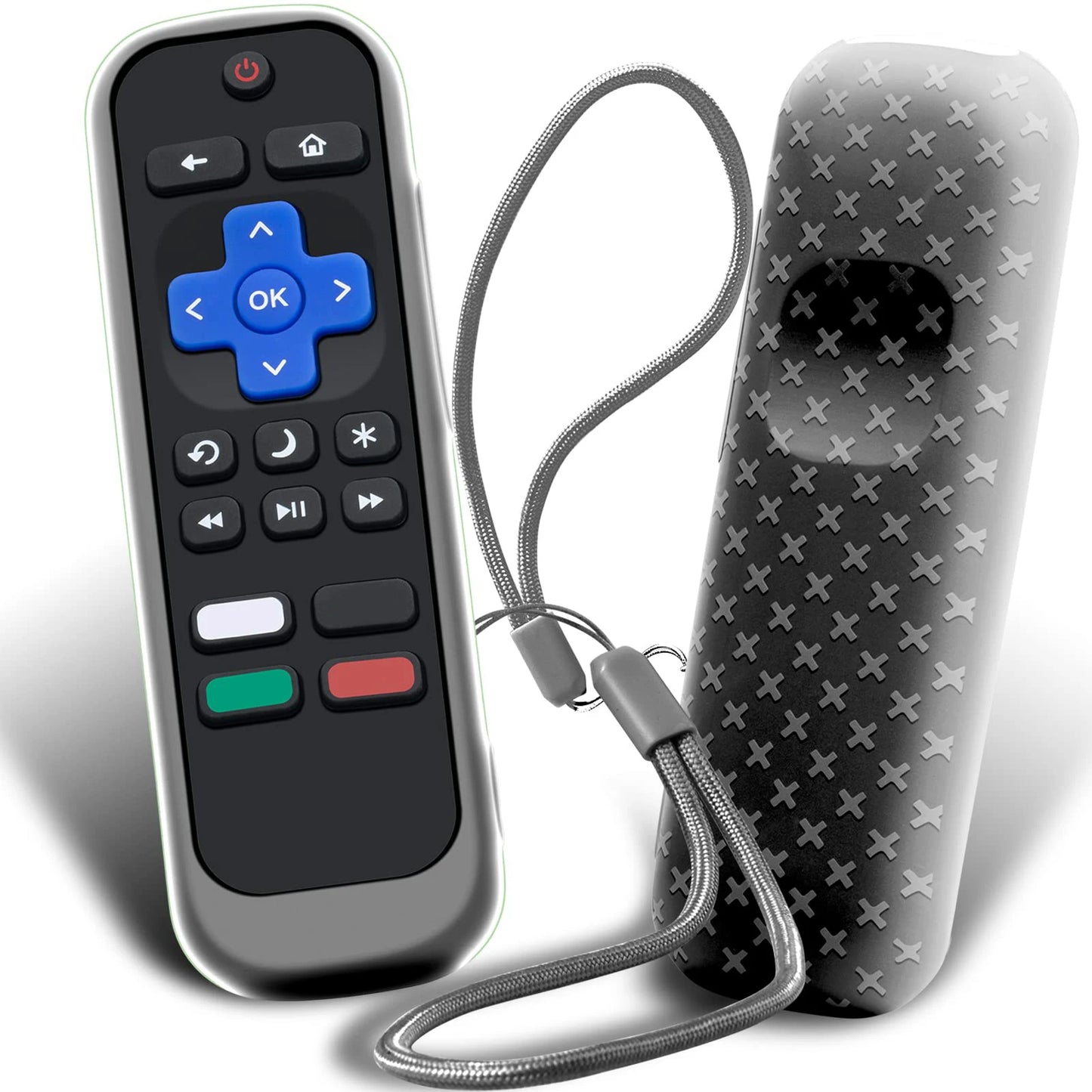 Case for Roku Remote Universal Replacement Controller Silicone Sleeve Skin Glow in The Dark(Red and Black Not Glow)