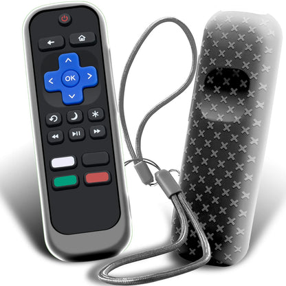 Case for Roku Remote Universal Replacement Controller Silicone Sleeve Skin Glow in The Dark(Red and Black Not Glow)