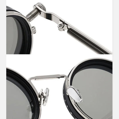 ND Dimming Glasses Polarized Sunglasses Men Women Round Retro Punk Driving Eyeglasses Outdoor Shades UV400 Adjustable Eyewear