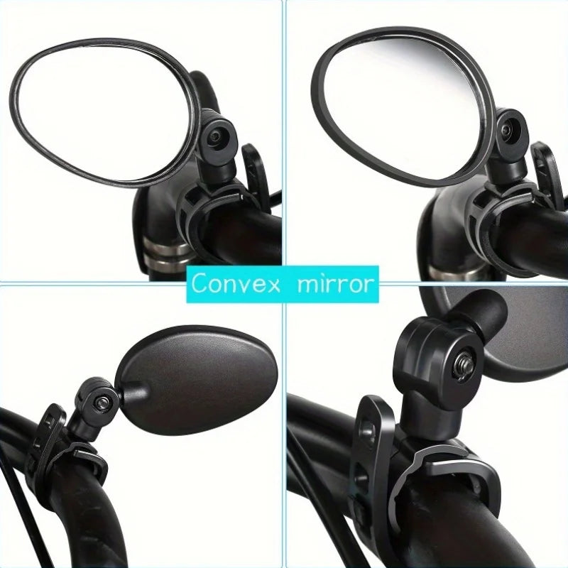 1/2PCS  Bike Mirrors, Acrylic Convex Oval Rearview for Cycling360° Rotatable Shockproof Handlebar Mount Mirrors for Mountain &