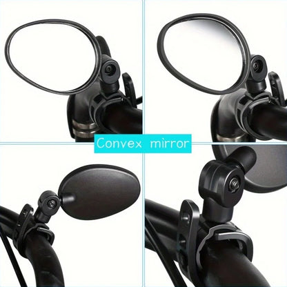 1/2PCS  Bike Mirrors, Acrylic Convex Oval Rearview for Cycling360° Rotatable Shockproof Handlebar Mount Mirrors for Mountain &