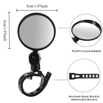 2PCS Bicycle Rearview Mirror 360 Degree Adjustable Rotatable Universal MTB Bike Handlebar Rear View Mirrors Cycling Accessories